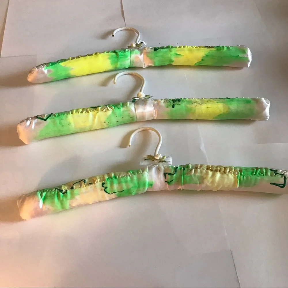 New Four Satin Hangers Designed and Hand Painted by Artist